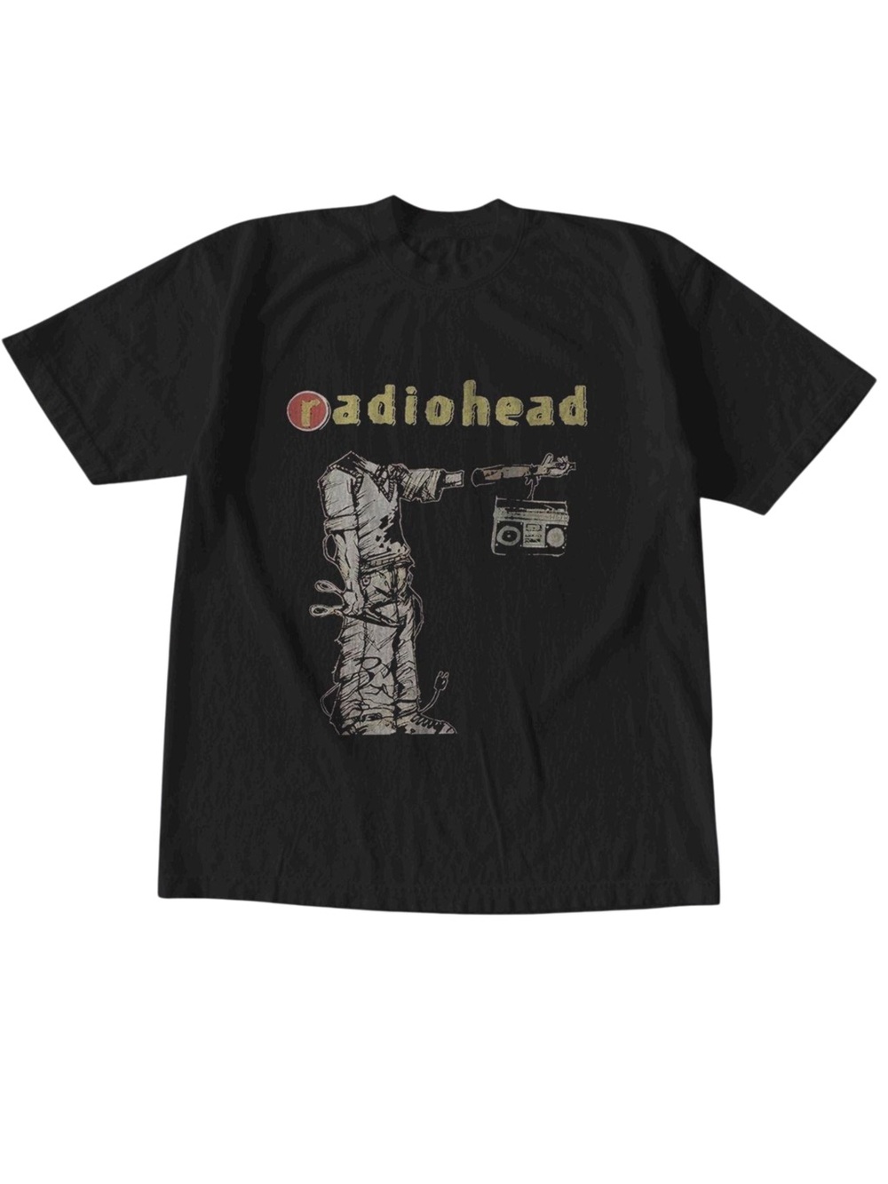 Radiohead Boombox Figure Black Alt Rock Band Graphic T-Shirt